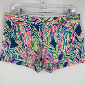 Lilly Pulitzer Shorts Women’s 4 Walsh Indigo Palm Resortwear Coastal Vacation